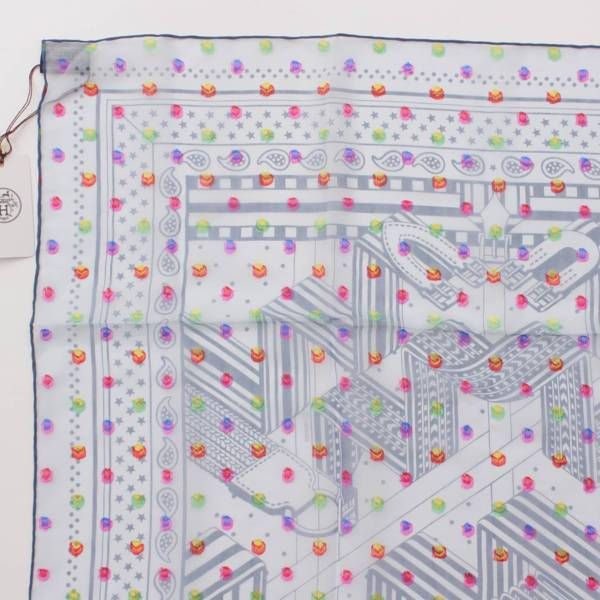 エルメス カレ60 シルクモスリン SANGLES EN ZIGZAG BANDANA スカーフ  