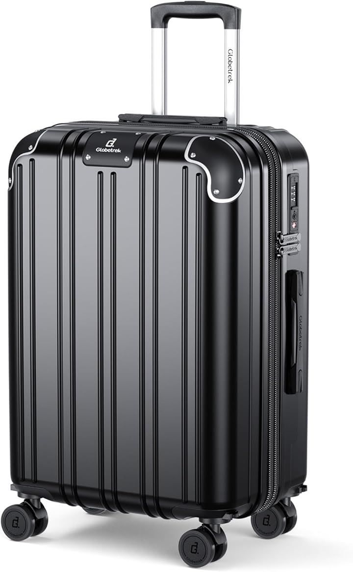 Globetrek スーツケース 拡張機能＆ストッパー付き 超軽量 キャリーバッグ キャリーケース 出張 旅行 ビジネス ブラック L-28inch サイズ