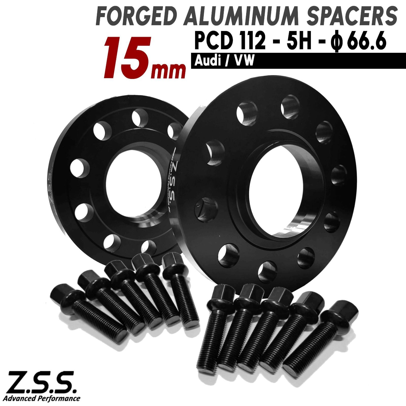 Z.S.S. AP アウディ AUDI S4 S5 S6 Q5 Q6 SQ5 TT スペーサー 厚み15mm PCD112 5穴 ハブ径66.6φ M14xP1.50 R13ボルト付き