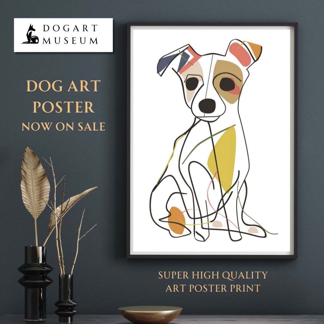 購入 【犬と線 - ジャックラッセルテリア犬 No.4】ジークレー版画＊名