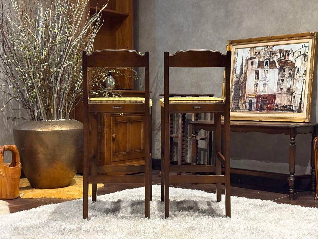 karimoku カリモク　カウンターチェア　ハイチェア　アンティーク　IZ karimoku カリモク カウンターチェア ハイチェア アンティーク