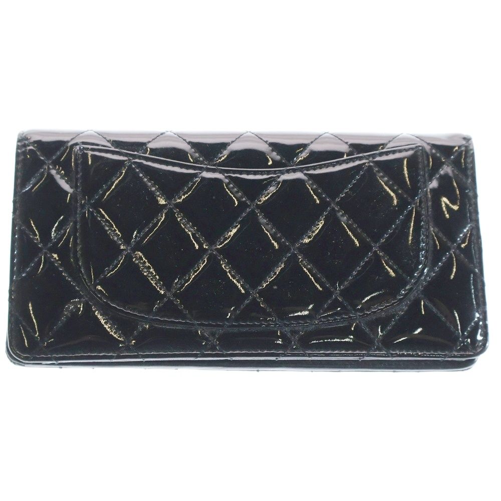 CHANEL (シャネル) マトラッセ 二つ折り長財布 黒 パテント - メルカリ 