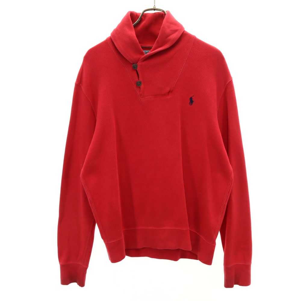 ポロラルフローレン 長袖 ショールカラー カットソー S レッド POLO RALPH LAUREN メンズ