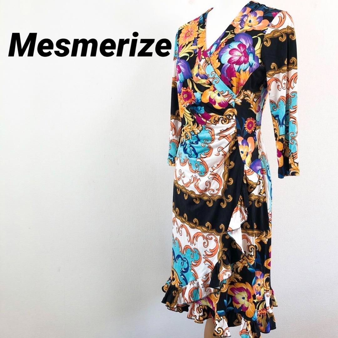 Mesmerize カシュクール ロングワンピース 総柄 昭和レトロ 花柄