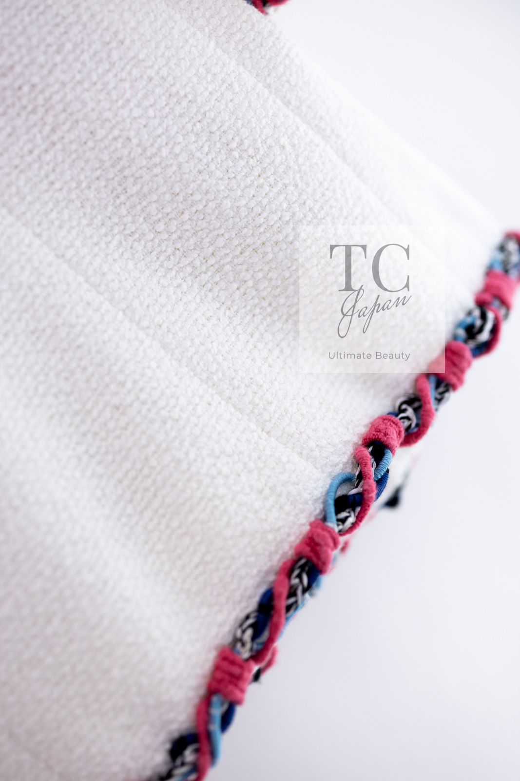 167万 シャネル ジャケット CHANEL ホワイト 白 ピンク ブレード  