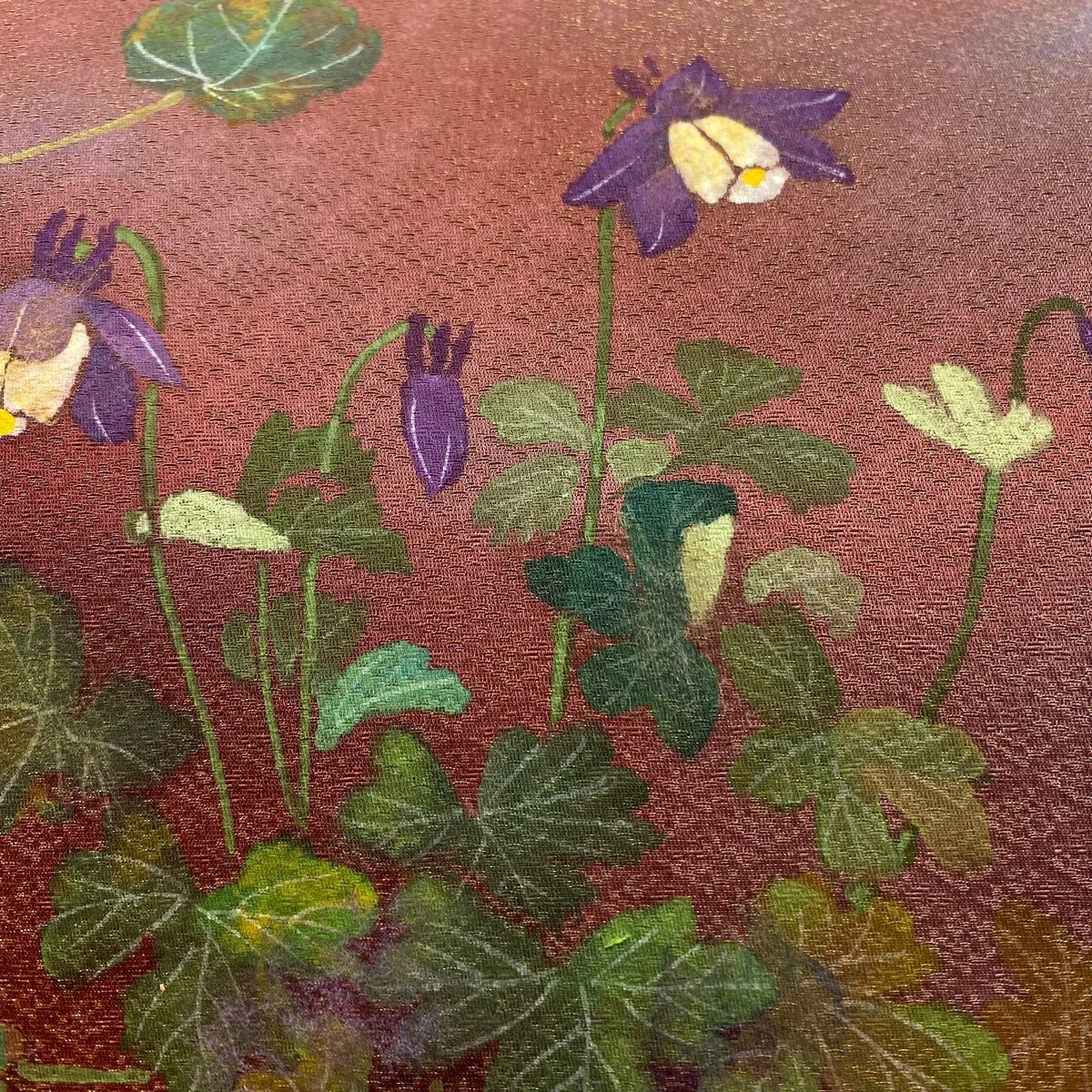 正規ショップ通販専門店。 袋帯 秀品 草花 金糸 赤茶 お太鼓柄 正絹