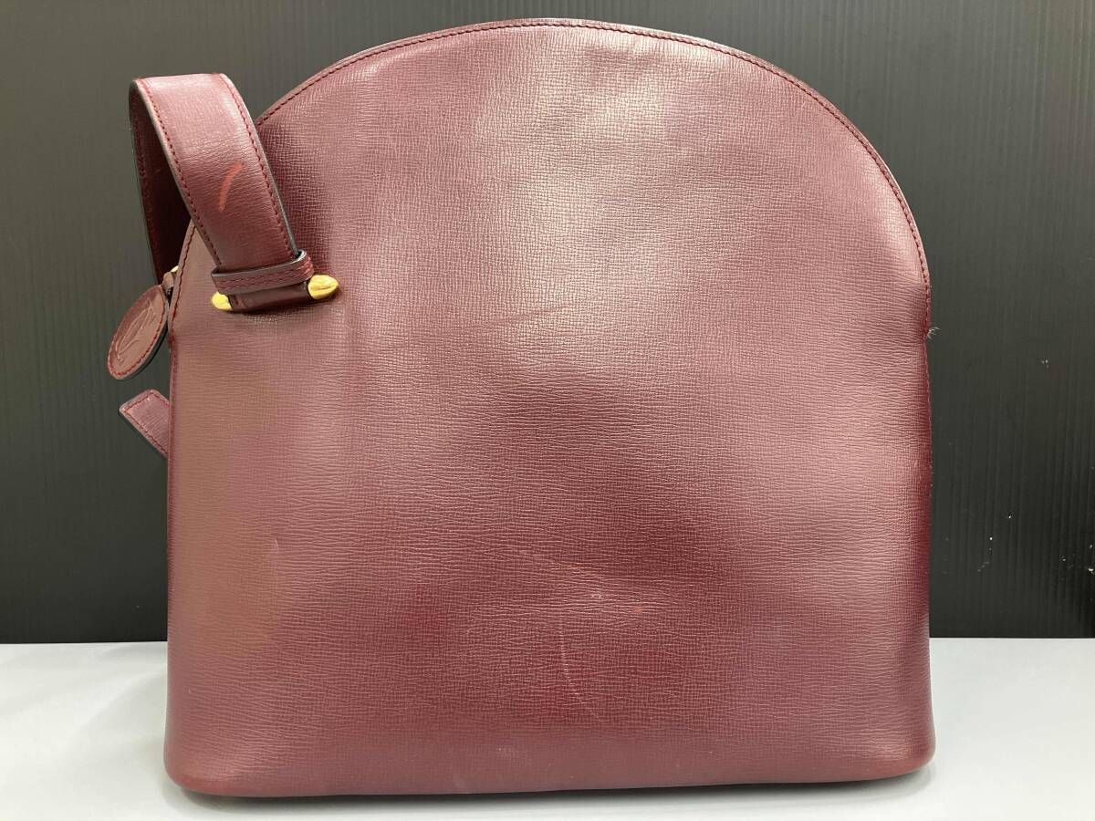 【カルティエ】Cartierレザー ビンテージショルダーバッグ ボルドーブラウン カルティエ Cartier ヴィンテージ マストライン 斜め掛け