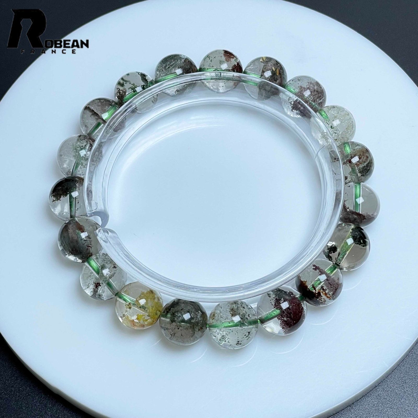 綺麗 EU製 定価6万円ROBEAN・ガーデンルチルクォーツパワーストーン ブレスレット 天然石 庭園水晶 浄化 綺麗 ギフト プレゼント 10.8-11.3mm M0122122