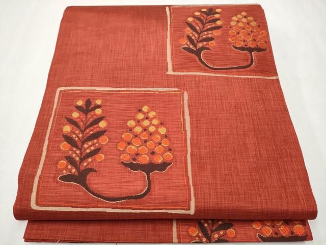 平和屋着物●名門木屋太　今河織物　六通柄袋帯　色紙枝木の実　正絹　逸品　CAAR7883hy 平和屋着物○名門木屋太 今河織物 六通柄袋帯 色紙枝