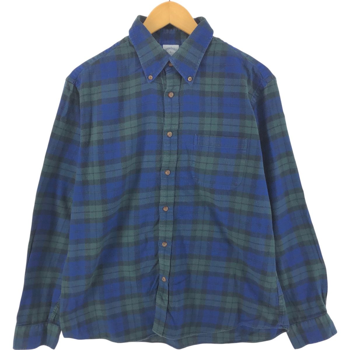 古着 ブルックスブラザーズ Brooks Brothers 1818 REGENT FIT 長袖 ボタンダウン ライトネルチェックシャツ メンズL相当/eaa522595