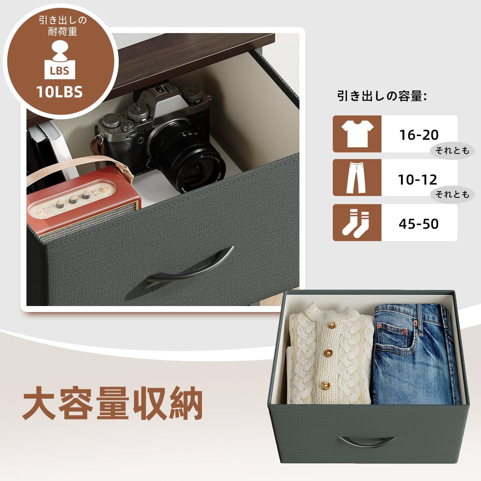 Somdot チェスト タンス 収納 隙間 スリム 引き出し 布製 衣類収納 幅40 リビング 寝室 収納ケース 安定性 一人暮らし 5段 ダークグレー WWW_KANDAIZUMI_COM