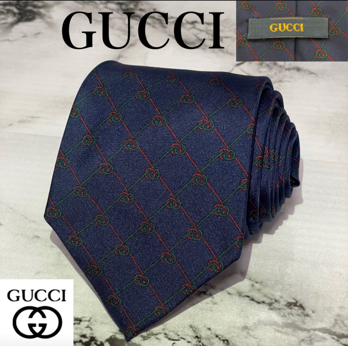 美品】GUCCI 高級ネクタイ 特殊GG柄 シルク イタリア製 グッチ