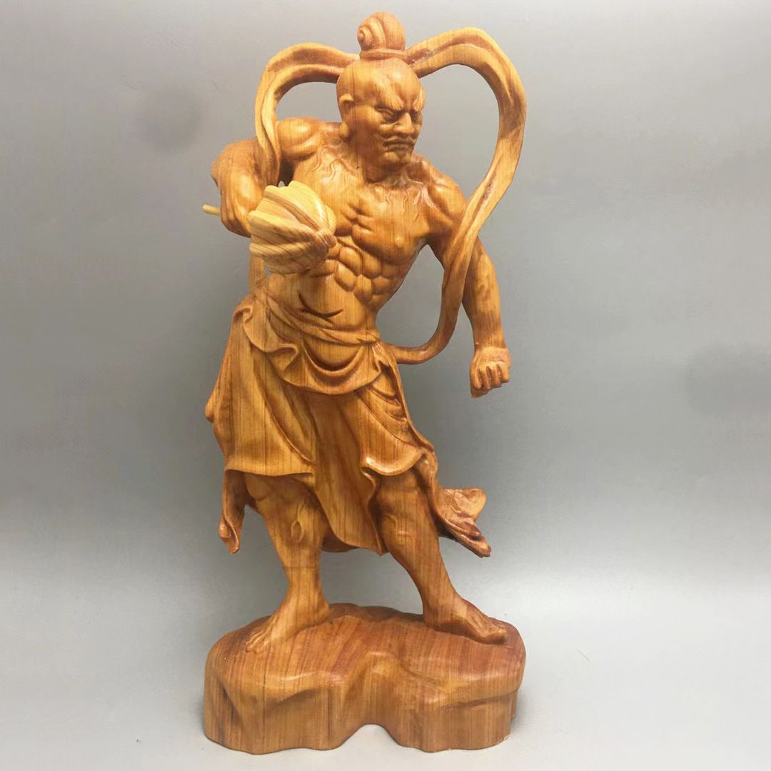 限定品】! 木彫 布袋様座像 弥勒菩薩 飛騨高山彫刻 30cm 08/2_5 2025 _