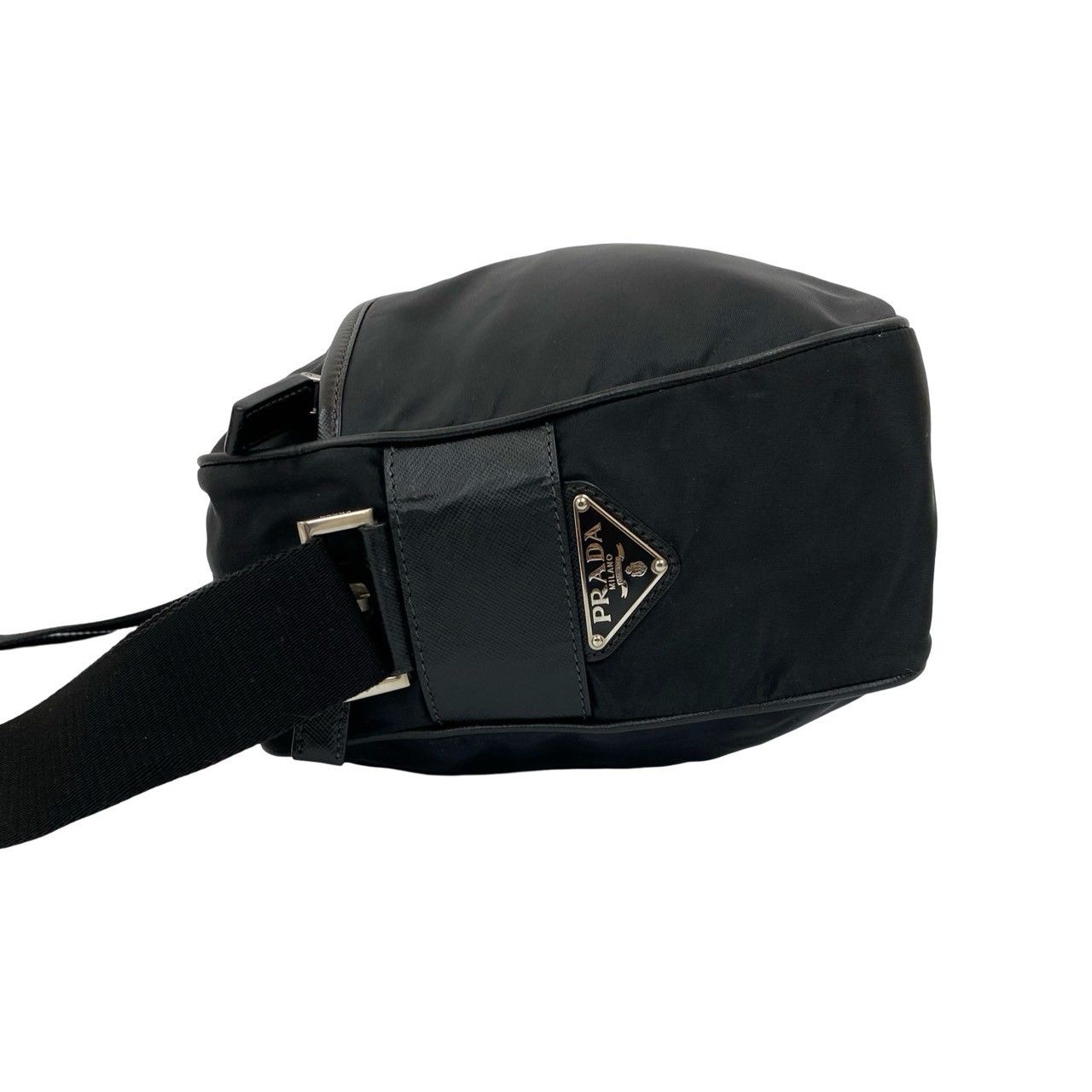 極 美品 希少品 PRADA プラダ 三角ロゴ 金具 レザー 本革 ナイロン