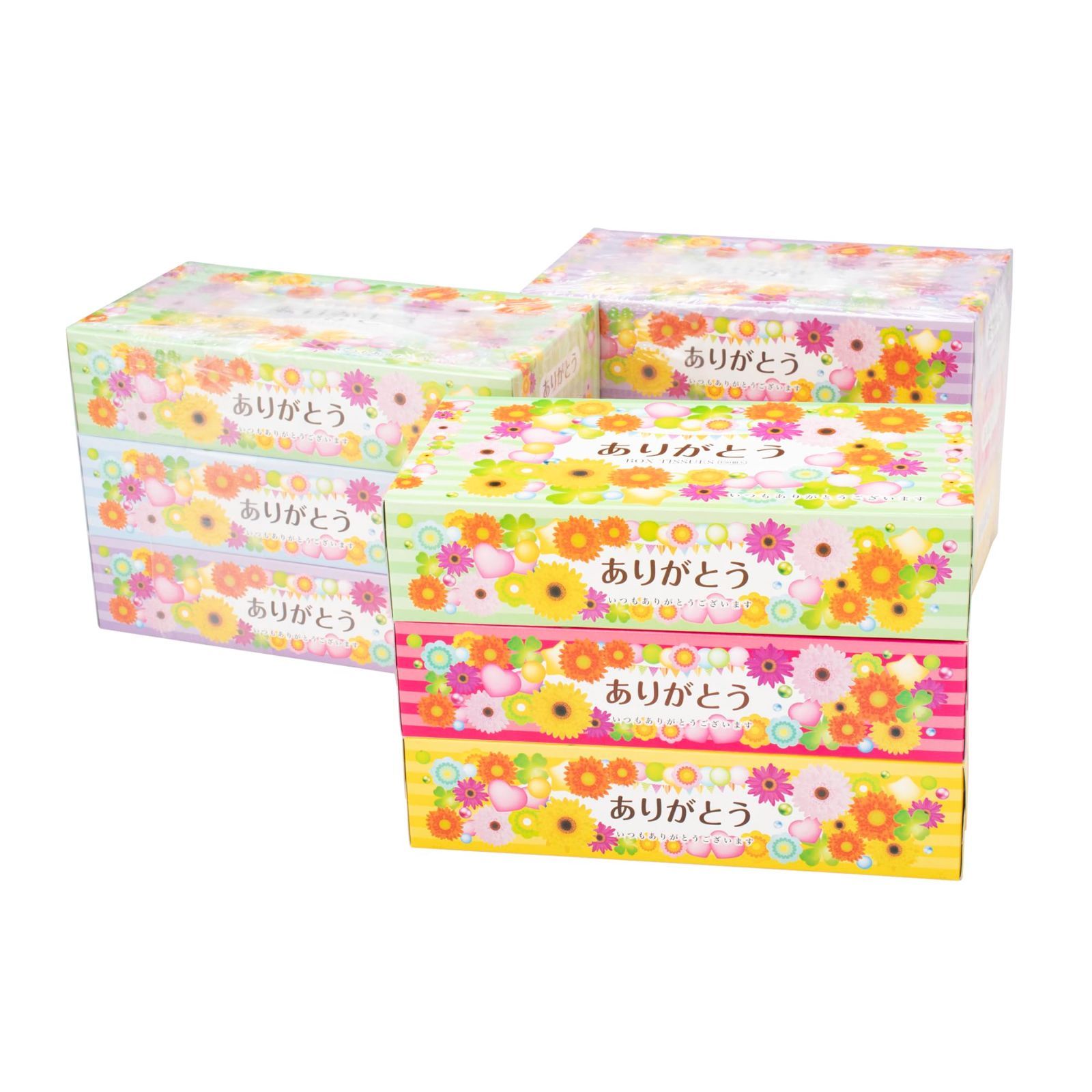 在庫 ありがとう BOX ティッシュ 150W３P×24入