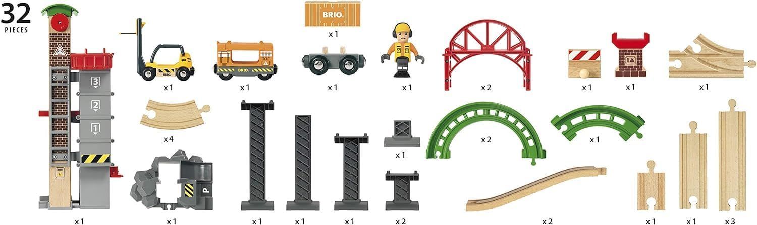 繋がりのある ウェアハウスレールセット 対象年齢 WORLD 3歳 電車 ブリオ おもちゃ 木製 BRIO レール 33887