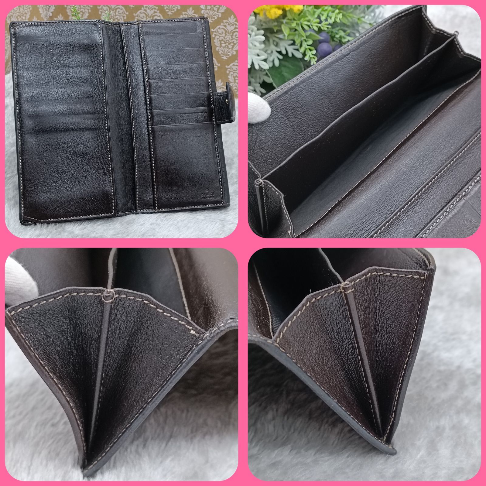 GUCCI 》 グッチ 長財布 シマレザー GGシマレザー ロングウォレット W 