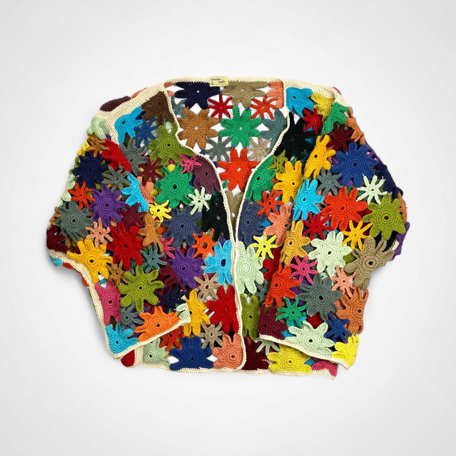 Niche. mcmachan Knitting Mills ニッチ マクマホン ニッティング ミルズ / クロシェニットカーディガン ハンドニット フラワー刺繍 SIZE：FREE