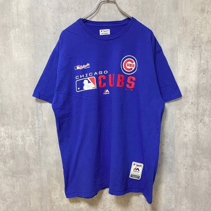 古着 used Majestic MLB シカゴカブス 半袖プリントTシャツ 青 野球 メジャーリーグ レトロ オーバーサイズ - メルカリ