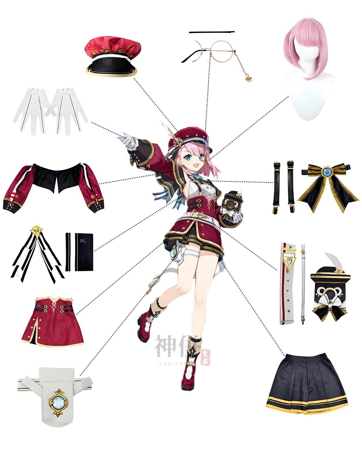 【即納フルセット】 原神 シャルロット コスプレ 衣装+ウィッグ+靴+道具 服 Amazon.co.jp: [YUANHUO] 原神 シャルロット コスプレ衣装+靴+