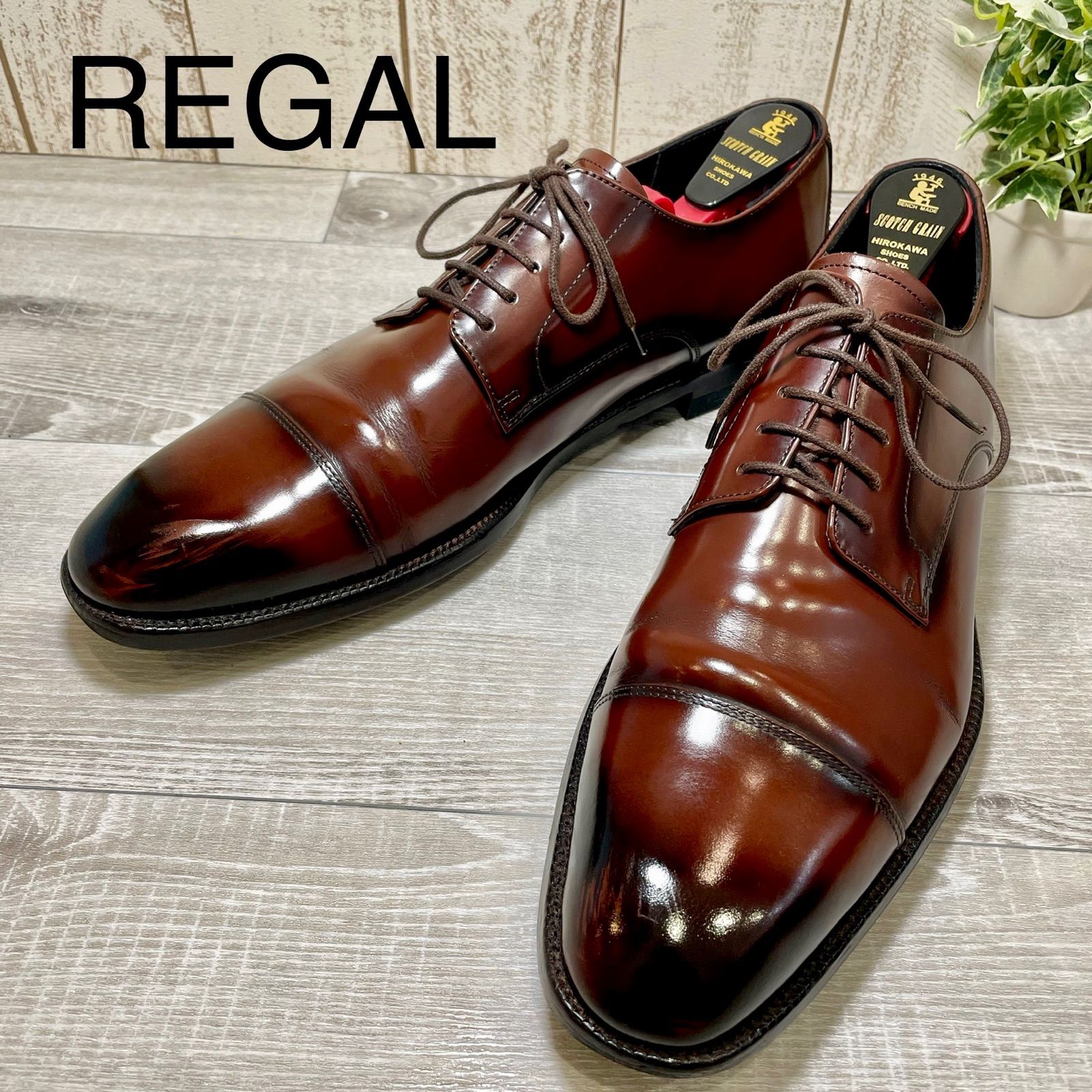 【REGAL】リーガル革靴 28cm ストレートチップ 茶 ブラウン