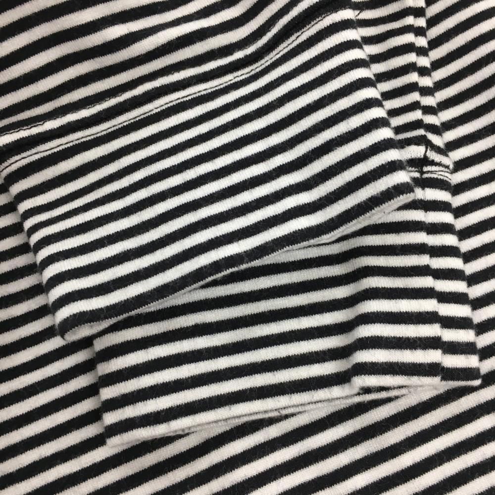 美品】パーリーゲイツ 長袖ハイネックシャツ 白×黒 ボーダー