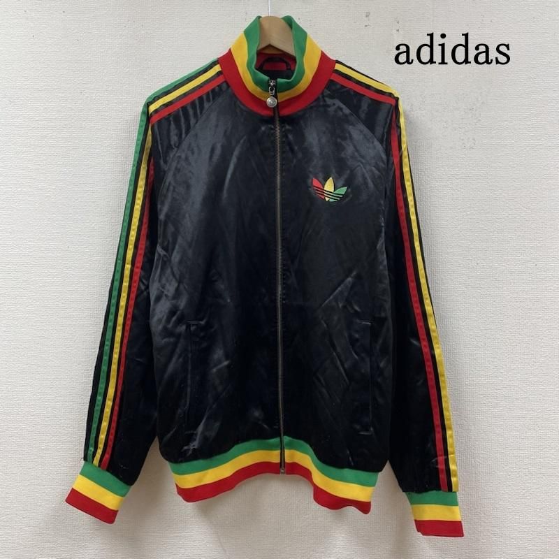 adidas アディダス ジャケット、上着 ジャンパー、ブルゾン ウーブン ジャージ サテン トラック ジャケット ラスタカラー ロゴ 刺繍