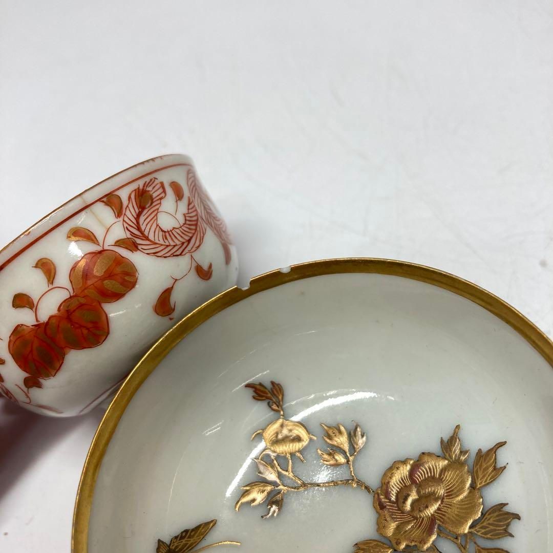 九谷焼 器 皿 木箱付き 明治初期 九谷焼 金蘭手大皿 木箱付 直径