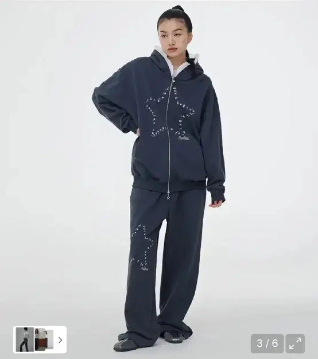 フォグダン レース レイヤード パンツ チャコール