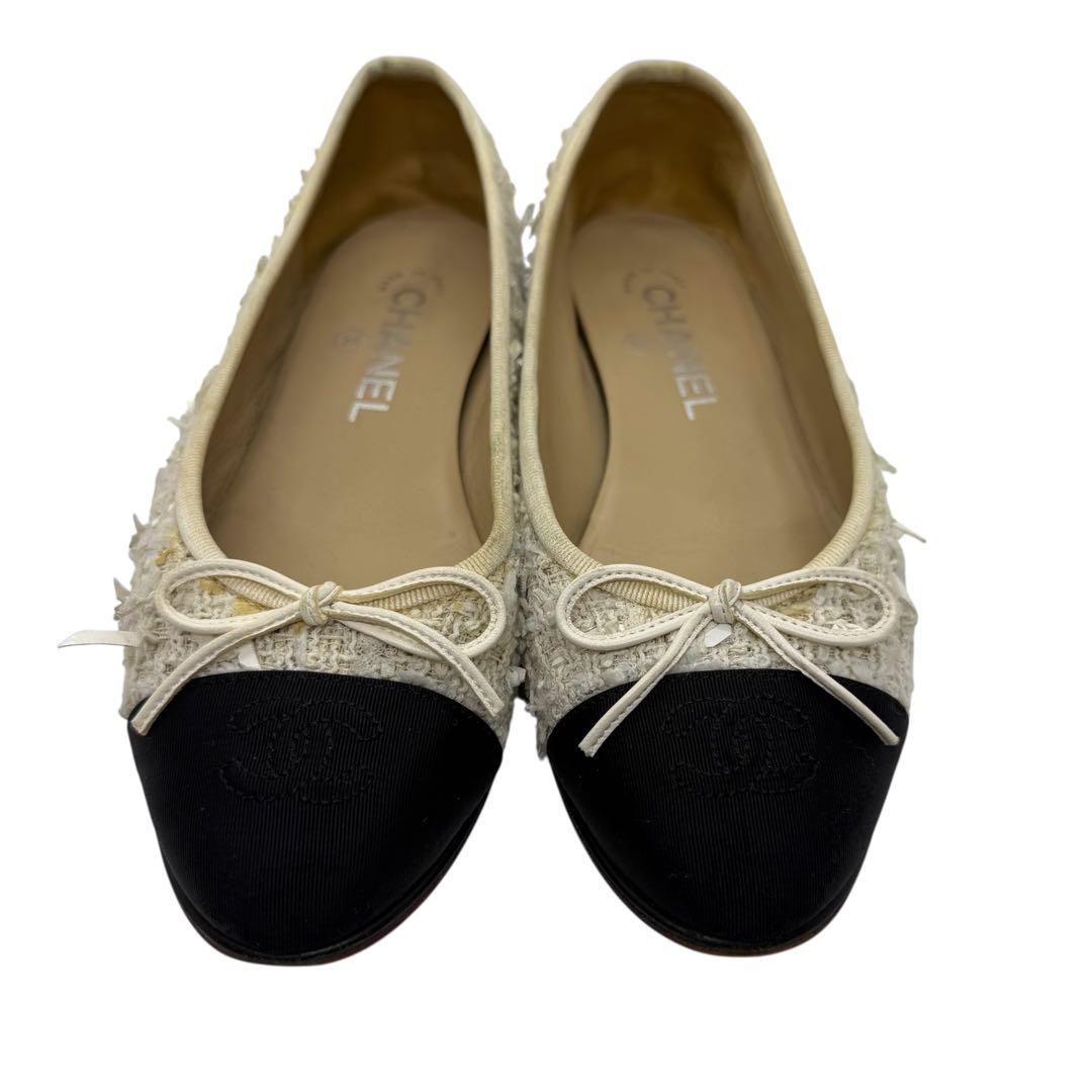 シャネル CHANEL バレエシューズ フラットシューズ ツィード 37サイズ