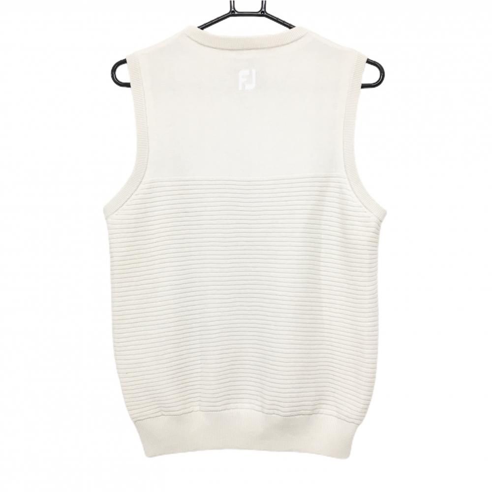 ☆特価☆【美品】フットジョイ ニットベスト 白 一部ボーダー調 ロゴ