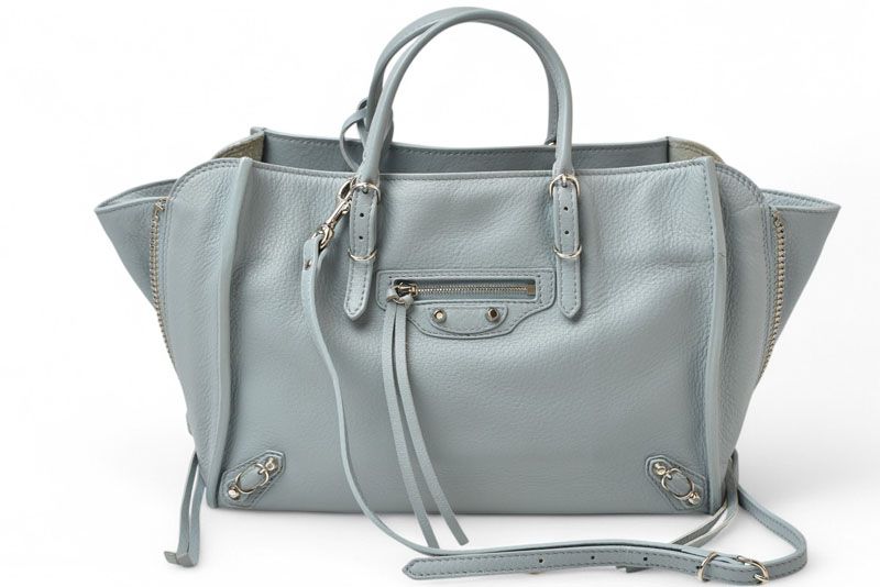 バレンシアガ ハンドバッグ|ショルダーバッグ 370926 BALENCIAGA ペーパーミニ 2WAYバッグ レザー ブルーグレー 370926
