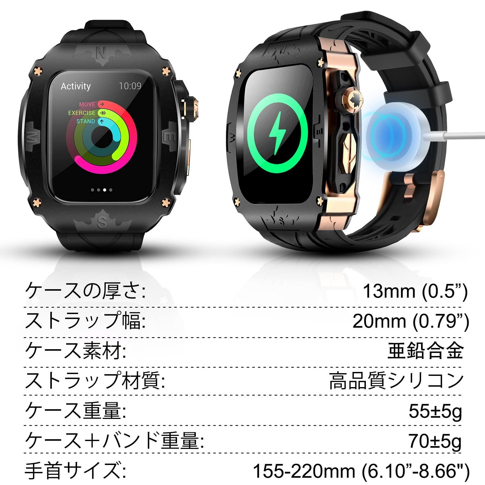 特価商品】高級メタルケース Apple Watch 8 7 45mm 6 44mmバンド