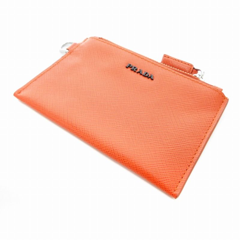 プラダ PRADA 財布 ウォレット コインケース 小銭入れ ロゴ オレンジ /AE