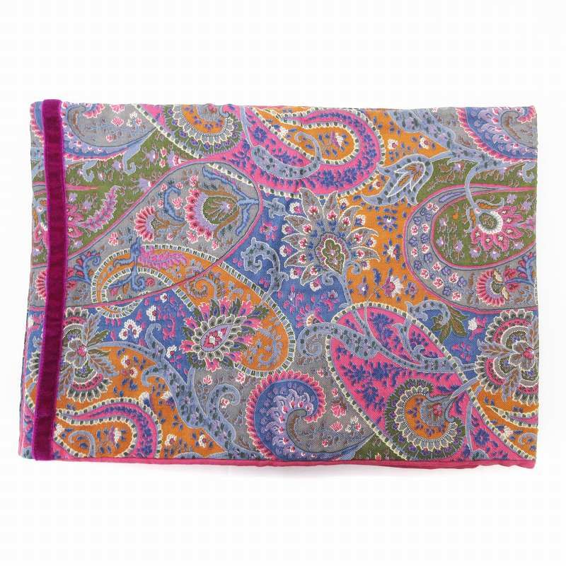 エトロ ETRO ストール マフラー シルク混 ペイズリー柄 紫