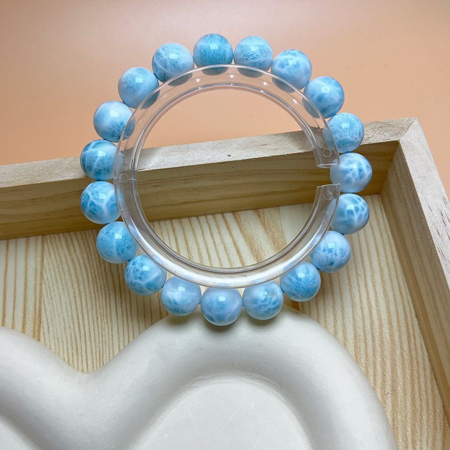 EU製 ドミニカ共和国産のラリマー ペクトライト パワーストーン ブレスレット 天然石 開運 金運 プレゼント 約10.4-10.8mm ZB9401