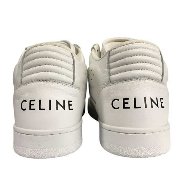 新品未使用美品 CELINE カーフスキン ロゴスニーカー トレーナー 23cm ○ 美品 セリーヌ CELINE CT-02 ミッドスニーカー TRAINER レース