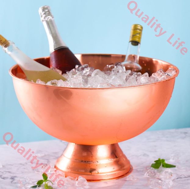 ワインクーラー ステンレス製 シャンパンクーラー 氷のバケツ アイスバケツパンチボウル 13.5L ルシャンパンワインバケツ ワインクーラー シャンパンバケツ アイスペール 保冷 適温維持 おしゃれ 大容量ワインチラークーラー用 C