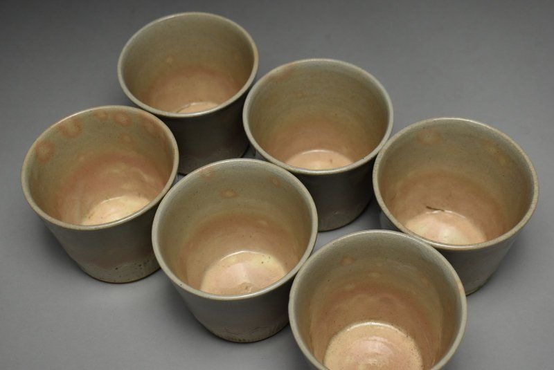 蔵A4960 萩焼 剣先大猪口 当時箱 江戸時代