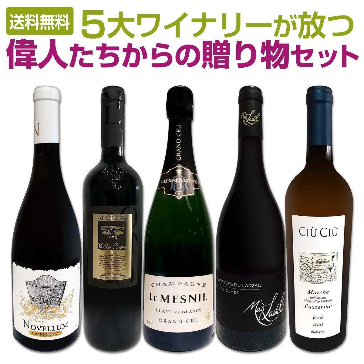 5大ワイナリーが放つ 偉人たちからの贈り物セット