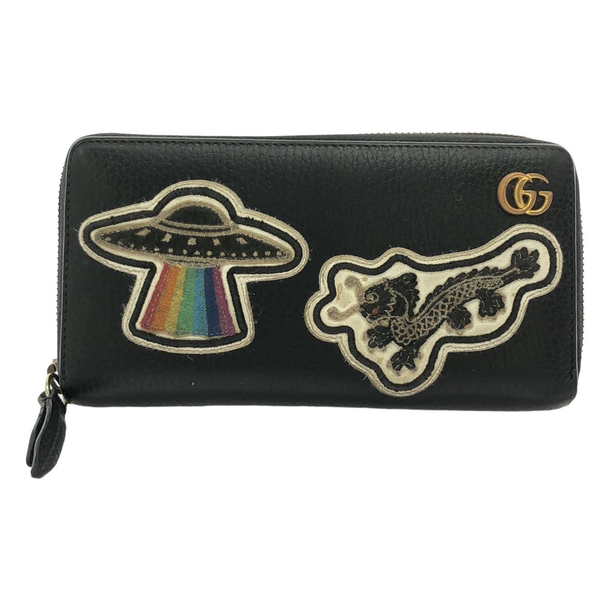 GUCCI | グッチ | UFO - ドラゴン | レザー ラウンドファスナー ロングウォレット | ブラック | メンズ