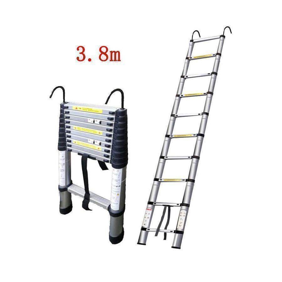 61 伸縮はしご 最長2m〜5m 耐荷重150kg 持ち運びやすい 3.8Mフック付き 13段 61 はしご 伸縮 3.8m フック付き 耐荷重150kg ハシゴ 梯子 家庭用