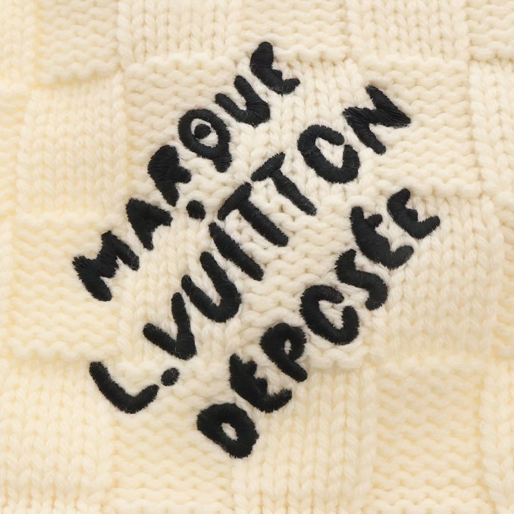 LOUIS VUITTON ルイヴィトン Demier Logo Heritage Snag Muffler M92755 ダミエ ロゴ ヘリテージ スナッグ ウール マフラー ホワイト LOUIS VUITTON (ルイヴィトン) Demier Logo Heritage Snag Muffler