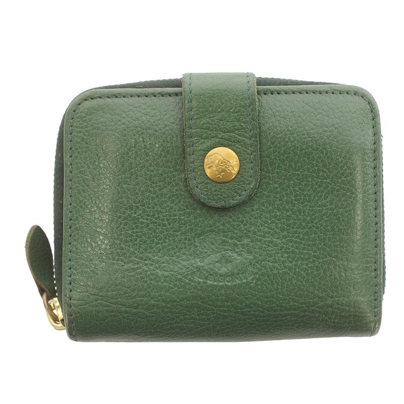 イルビゾンテ IL BISONTE 二つ折り財布 ウォレット レザー ロゴ 緑 