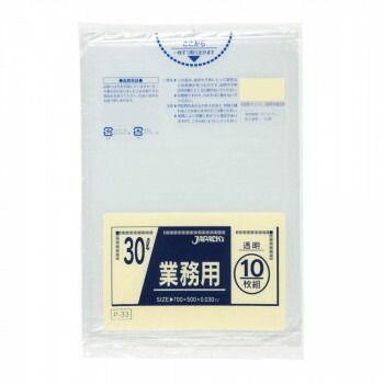 ジャパックス スタンダードポリ袋30L 透明 10枚×60冊 P-33