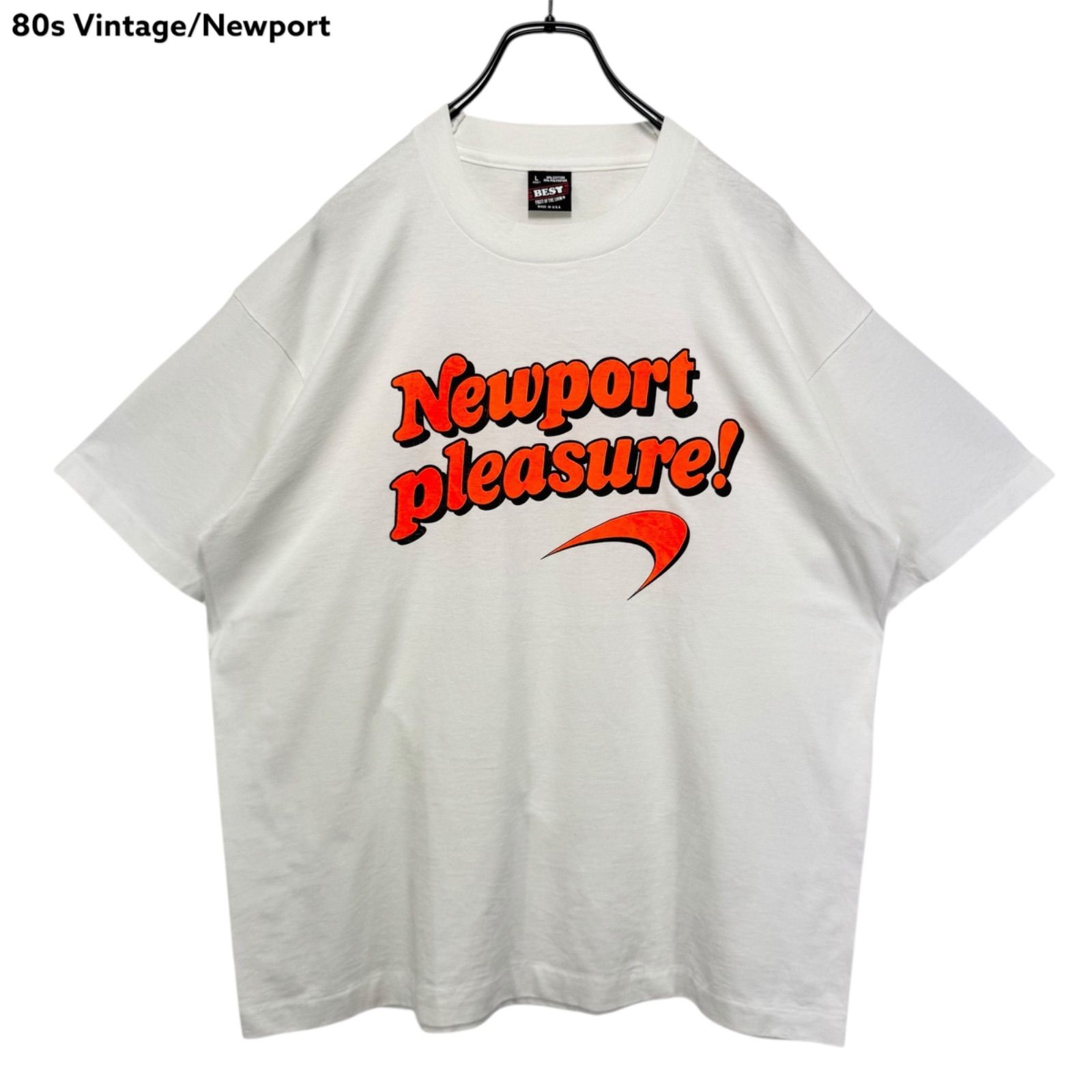 80s vintage Newport Pleasure! Promo Logo Print T-shirt Tee USA製 