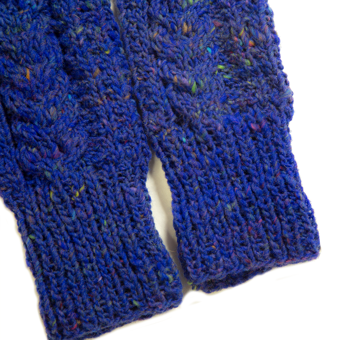 １点もの・手編みのハンドウォーマー（紺色ロング）-2