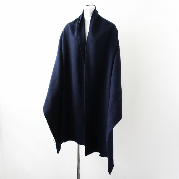 美品 ASAUCE MELER アソースメレ 大判ウールストール/ネイビー