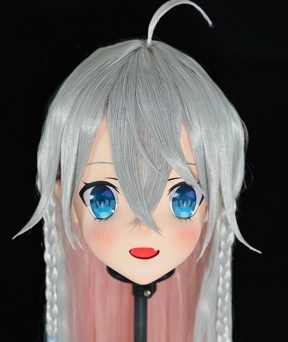 全頭マスク カツラ付き ロック付き NO.64 フルマスク ドール ヘッドロリータ人形 コスプレ マスク 変身 仮装 着ぐるみ 二次元美少女