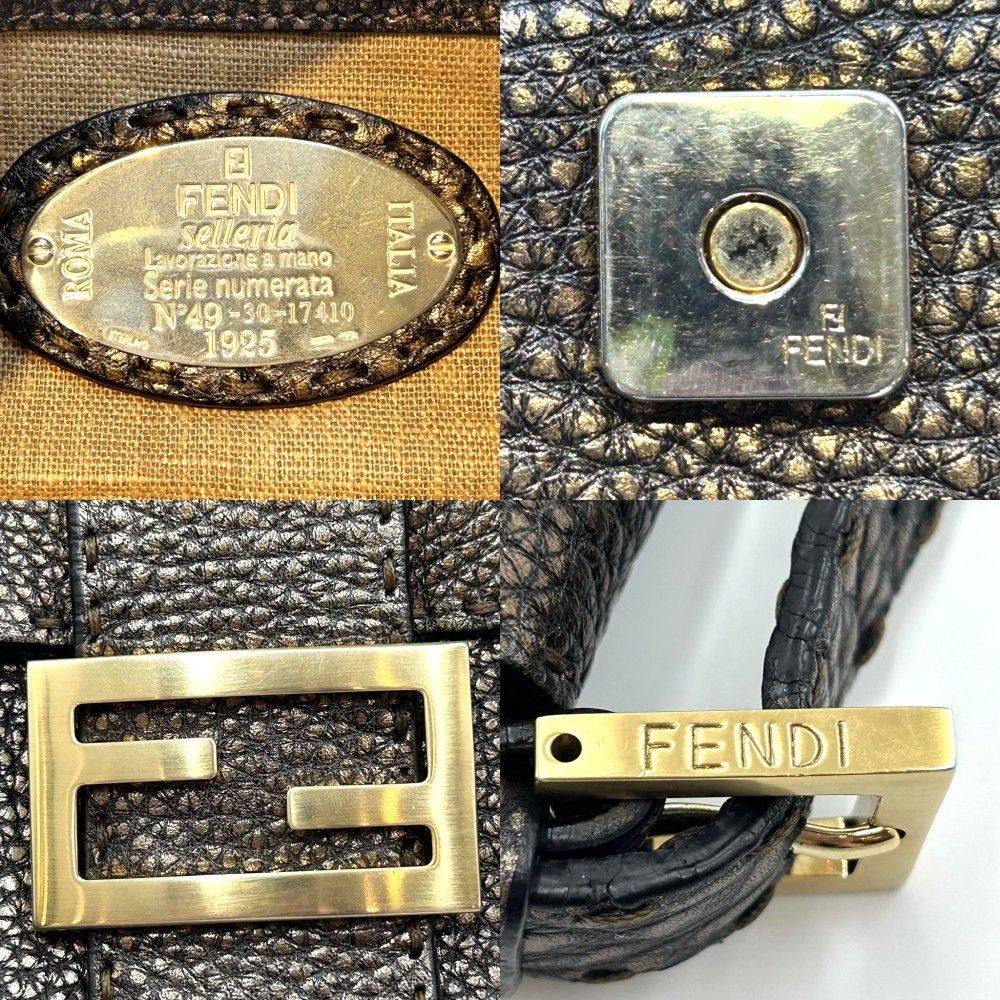 フェンディ ハンドバッグ レディース セレリア マンマバケット 肩掛け 鞄 かばん FENDI 8BR101 レザー メタリックブラック ブロンズ  ゴールド金具【中古品】 - メルカリ